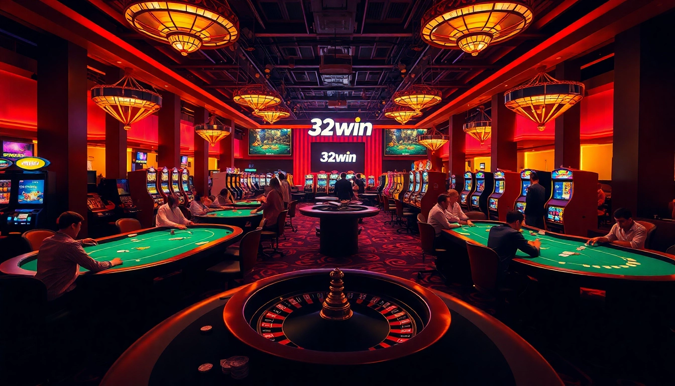 Experience the thrill of gaming at 32win with vibrant casino tables and engaging players.