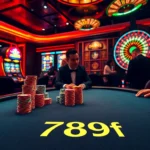 Experience the thrill of 789f in a vibrant casino setting with poker tables, slots, and roulette wheels.