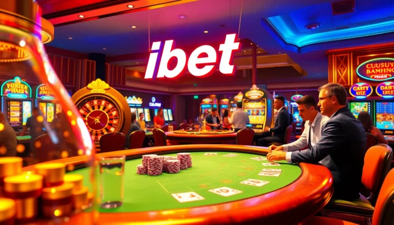 Experience high-stakes excitement at ibet casino with vibrant poker and roulette tables.