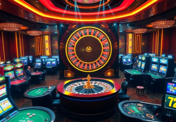 Enjoy the thrilling experience at the 789f casino, featuring vibrant roulette tables and lively players immersed in the action.