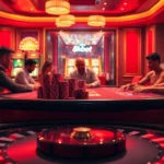 8kbet casino players enjoy a thrilling poker game with high-stacked chips.