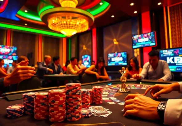 kp88 enhances your game at the lively poker table with exciting chips and cards.